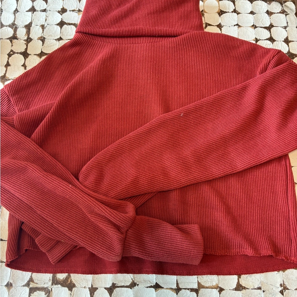 Cozy Red Ribbed Turtleneck Sweater